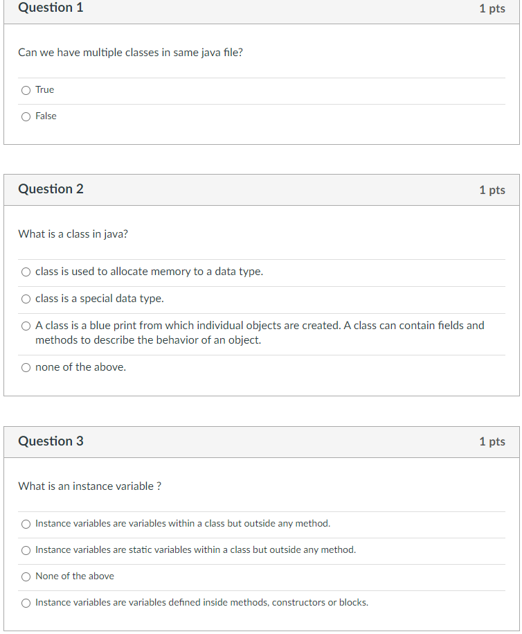 Solved Question 1 1 pts Can we have multiple classes in same | Chegg.com