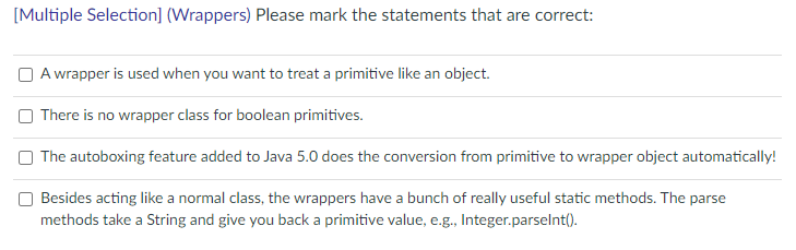 Solved [Multiple Selection] (Wrappers) Please mark the | Chegg.com