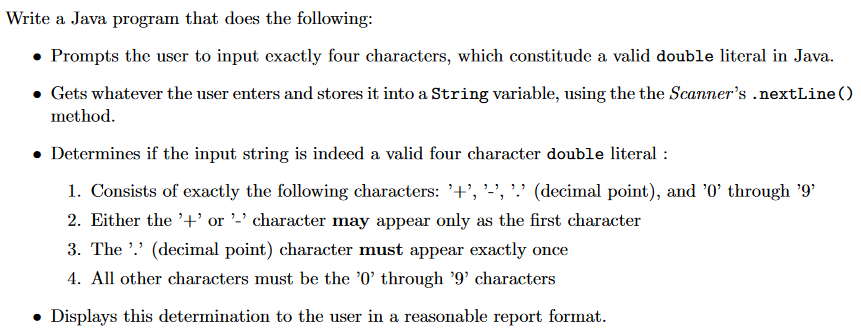Solved Write a Java program that does the following: • | Chegg.com