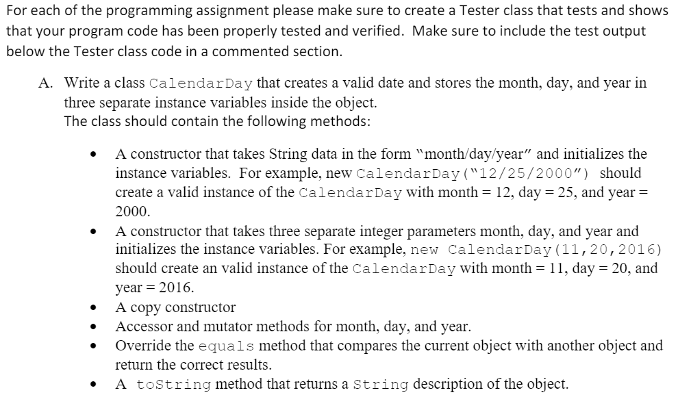 Solved For each of the programming assignment please make | Chegg.com