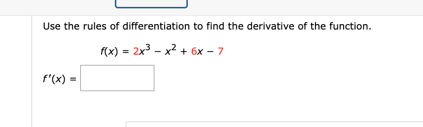 Solved Use the rules of differentiation to find the | Chegg.com