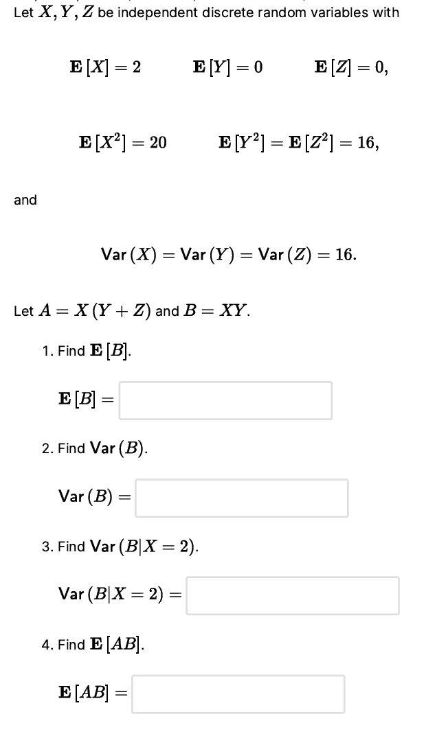 Solved Let X Y Z Be Independent Discrete Random Variables 4931