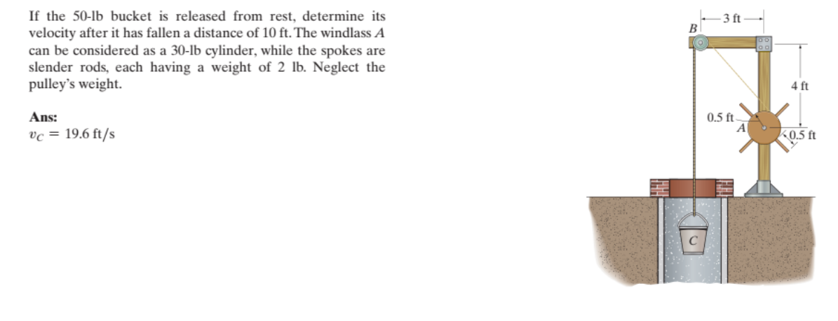 Solved If The Lb Bucket Is Released From Rest Determine Chegg Com