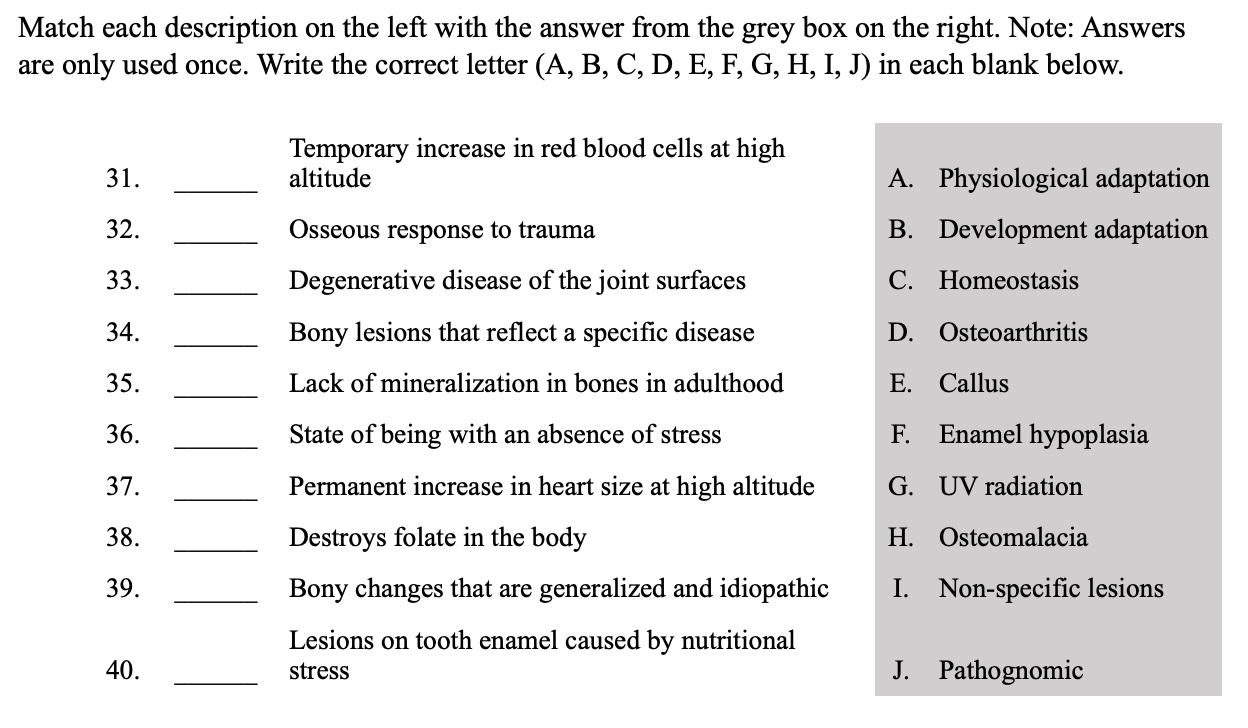 Solved Match each description on the left with the answer | Chegg.com