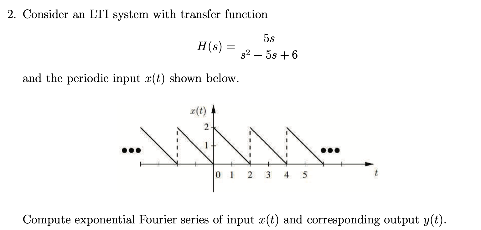 Solved 2. Consider an LTI system with transfer function H(s) | Chegg.com