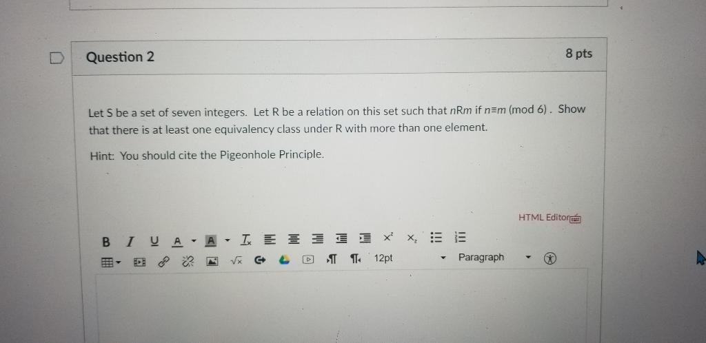 Solved D Question 2 8 pts Let S be a set of seven integers. | Chegg.com