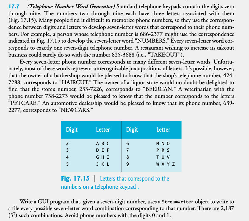Solved 17.7 (TelephoneNumber Word Generator) Standard