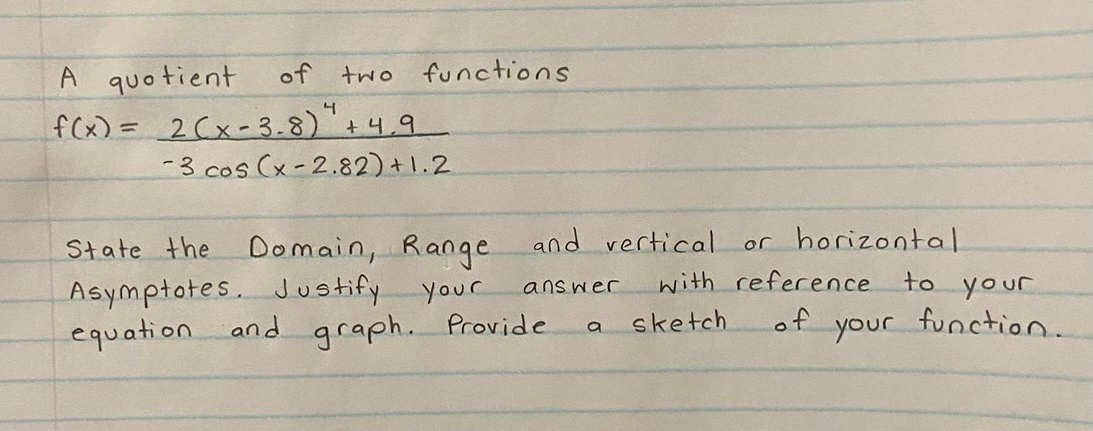 Solved A quotient of two functions | Chegg.com