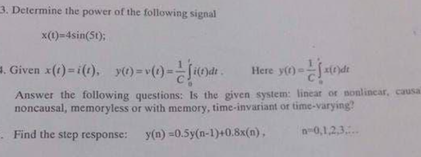 Solved 3. Determine the power of the following signal | Chegg.com