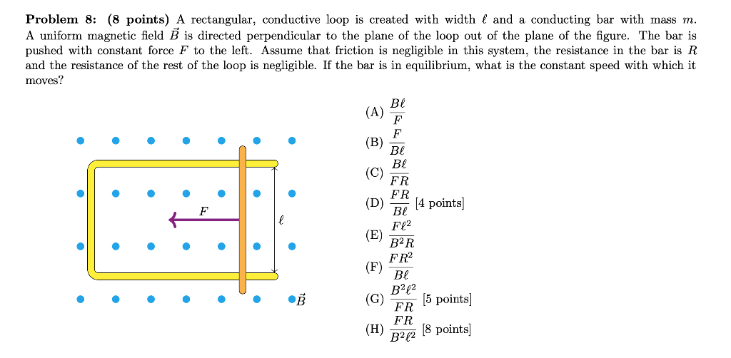 Solved Problem 8 (8 points) A rectangular, conductive loop