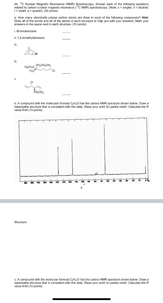 Solved 04. "C Nuclear Magnetic Resonance (NMR) Spectroscopy. | Chegg.com