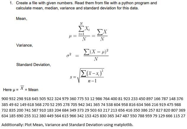 Solved 1. Create a file with given numbers. Read them from | Chegg.com