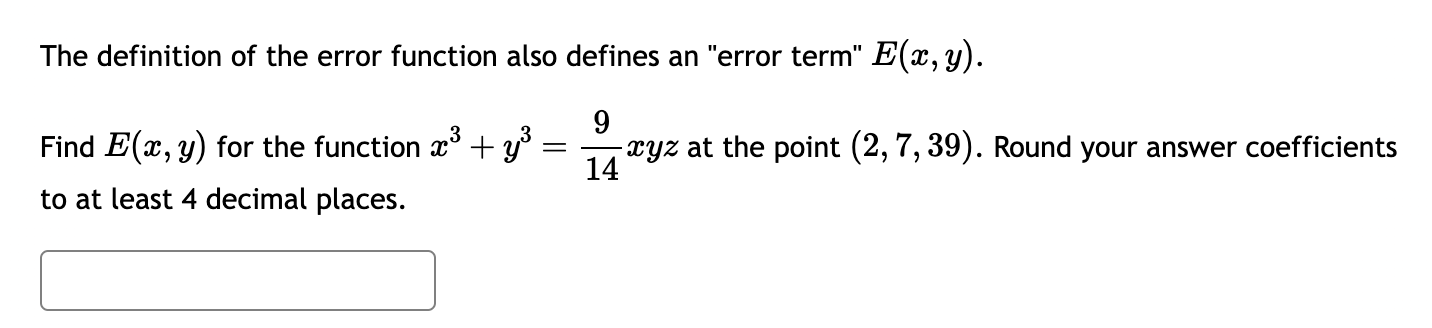 Solved The definition of the error function also defines an | Chegg.com