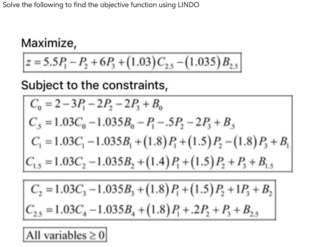 Solve the following to find the objective function | Chegg.com