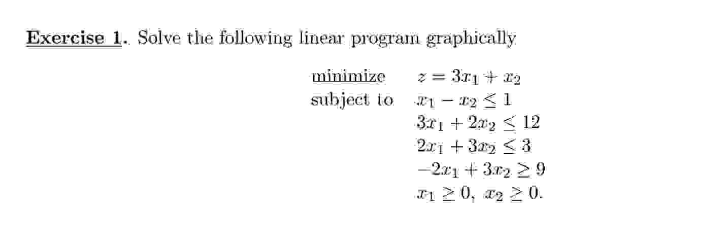 Solved Exercise 1. ﻿Solve the following linear program | Chegg.com