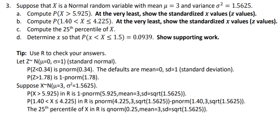 Solved Suppose that X is a Normal random variable with mean | Chegg.com