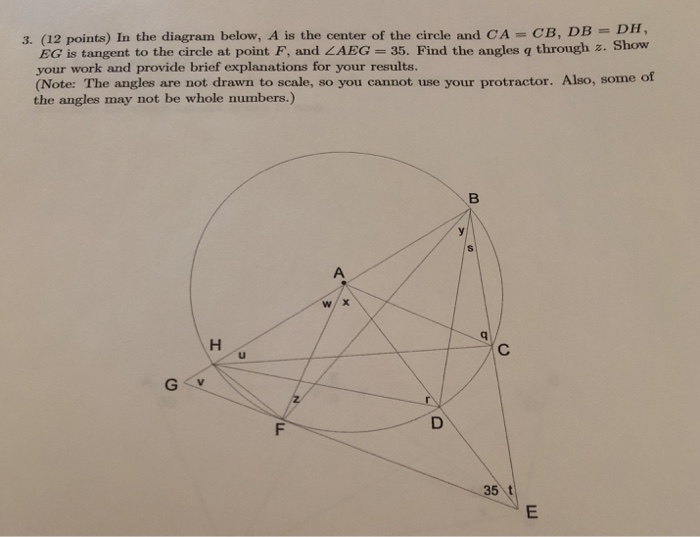 Solved 3. (12 points) In the diagram below, A is the center | Chegg.com