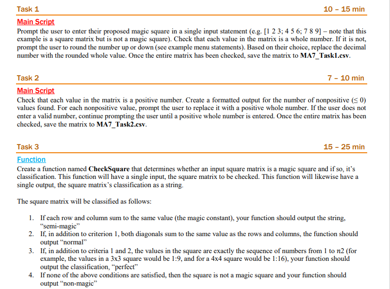 Solved Task 1 10 - 15 min Main Script Prompt the user to | Chegg.com