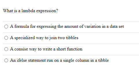 Solved What is a lambda expression?A formula for expressing | Chegg.com