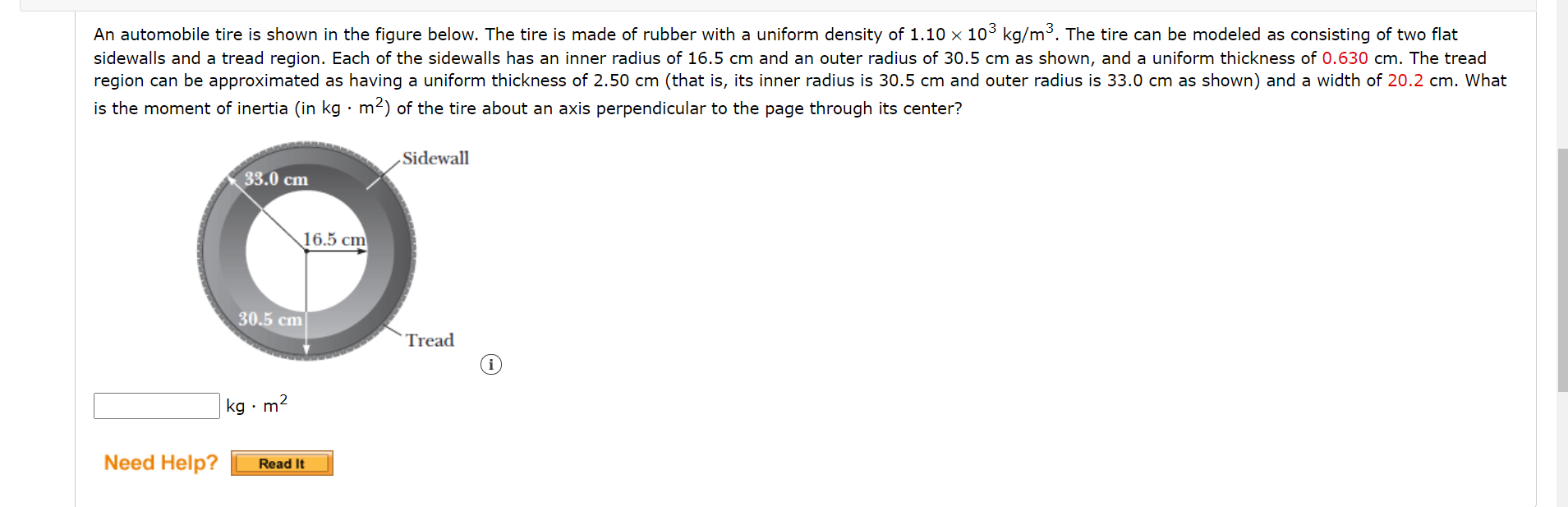 Solved An automobile tire is shown in the figure below. The | Chegg.com
