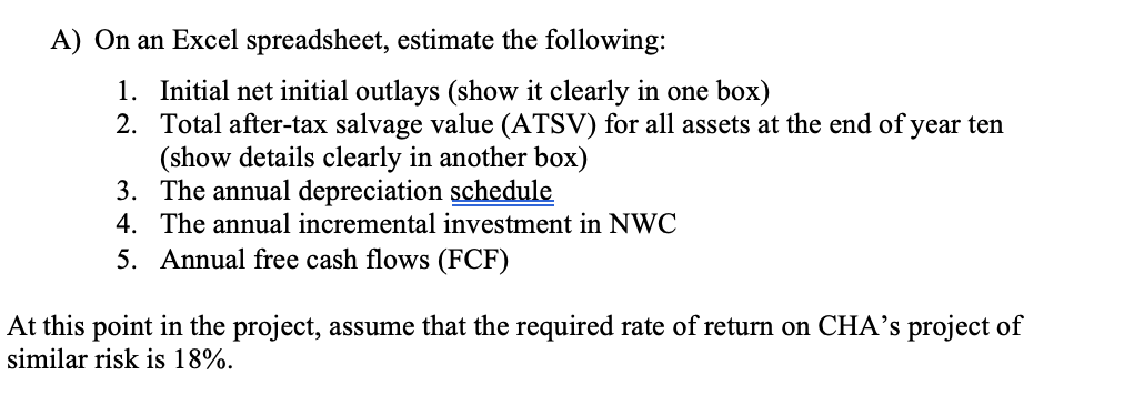 Part I. Cash Flow Estimation and Capital Budgeting | Chegg.com