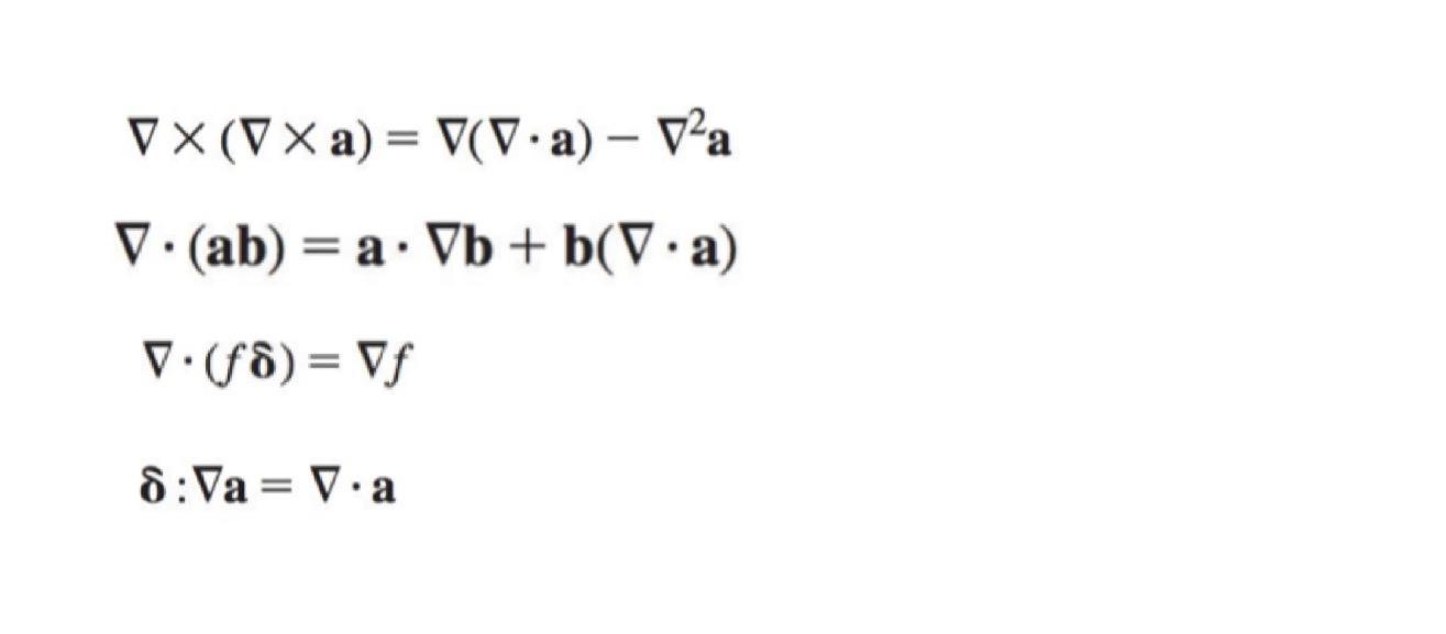 Solved ∇×(∇×a)=∇(∇⋅a)−∇2a ∇⋅(ab)=a⋅∇b+b(∇⋅a) ∇⋅(fδ)=∇f | Chegg.com