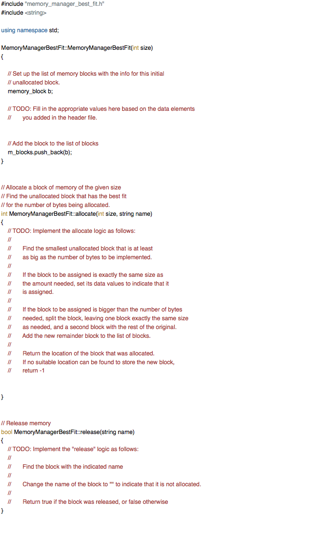 Solved Please help fill in the TODO sections of the missing | Chegg.com