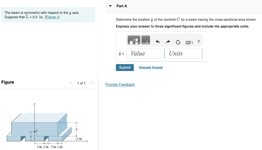 Solved The beam is symmetric with respect to the y axis.