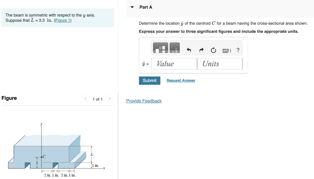 Solved The Beam Is Symmetric With Respect To The Y Axis. | Chegg.com