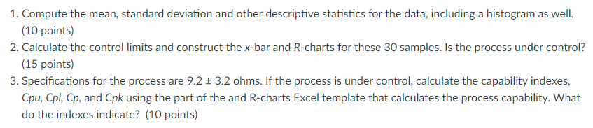 Solved 1. Compute the mean, standard deviation and other | Chegg.com