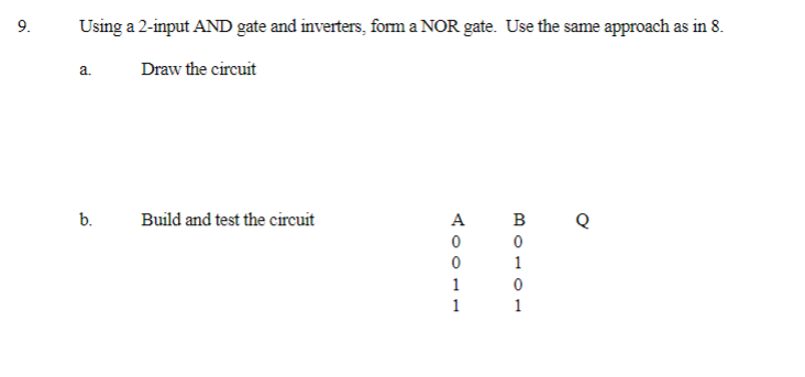 Solved 8. Using a 2-input AND gate and inverters, form an OR | Chegg.com