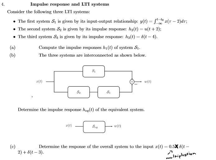 Solved 4 Impulse Response And Lti Systems Consider The