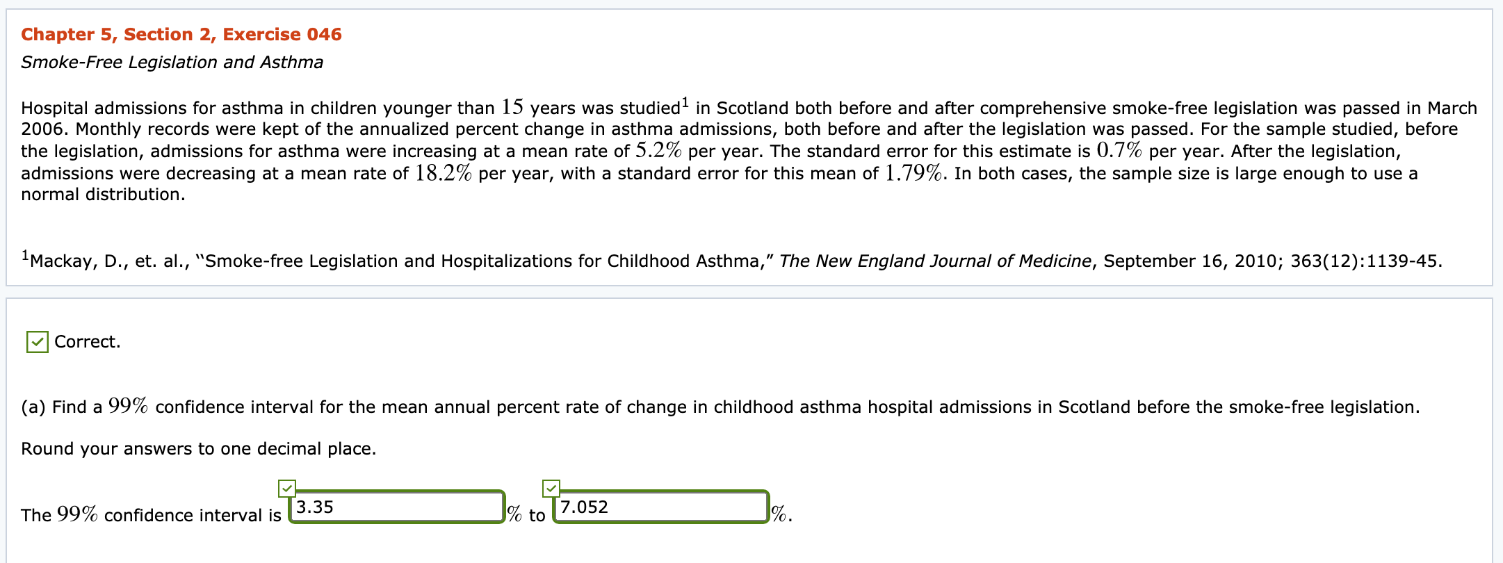 Solved Chapter 5, Section 2, Exercise 046 SmokeFree