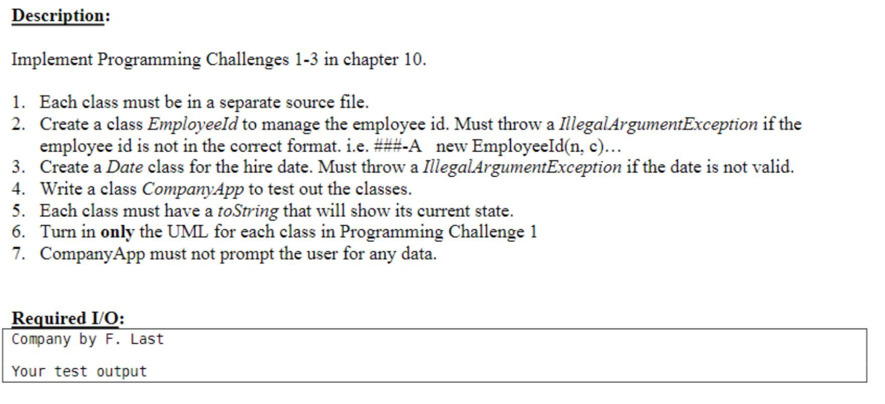 Description: Implement Programming Challenges 1-3 in | Chegg.com