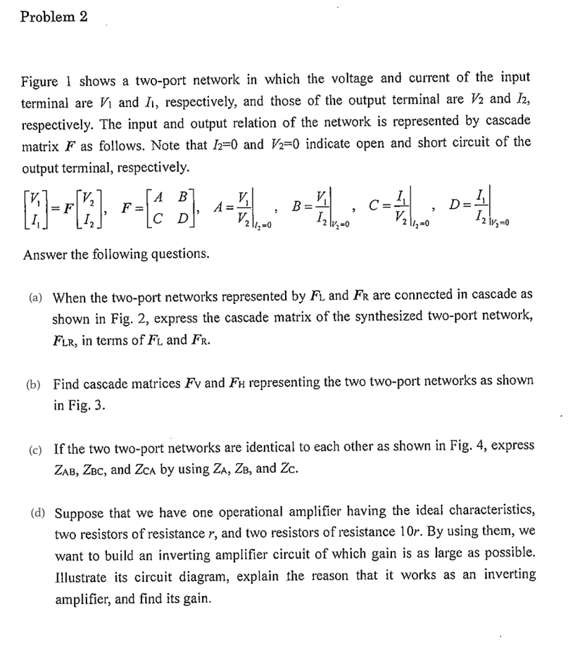 Solved 1 JM input terminal V F V2 output terminal 요. 12 Fig. | Chegg.com