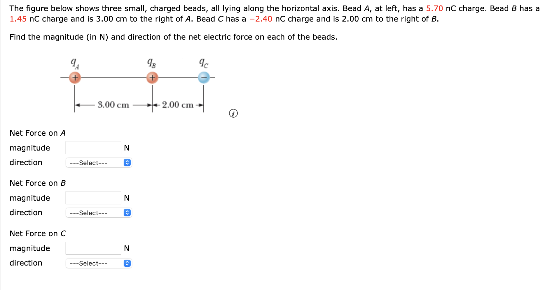 Solved The figure below shows three small, charged beads, | Chegg.com