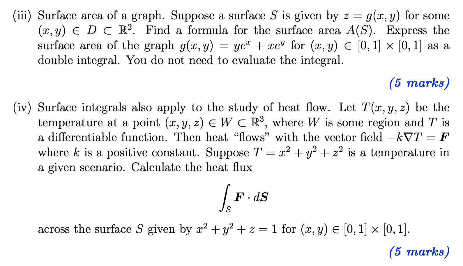 Solved = (iii) Surface area of a graph. Suppose a surface S | Chegg.com