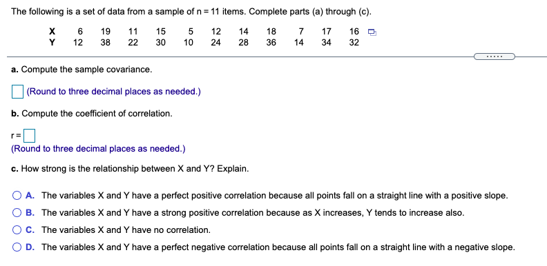 Solved The Following Is A Set Of Data From A Sample Of N = | Chegg.com