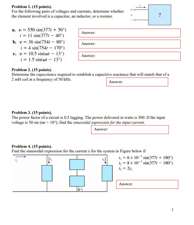 Solved Problem 1. (15 points). For the following pairs of | Chegg.com