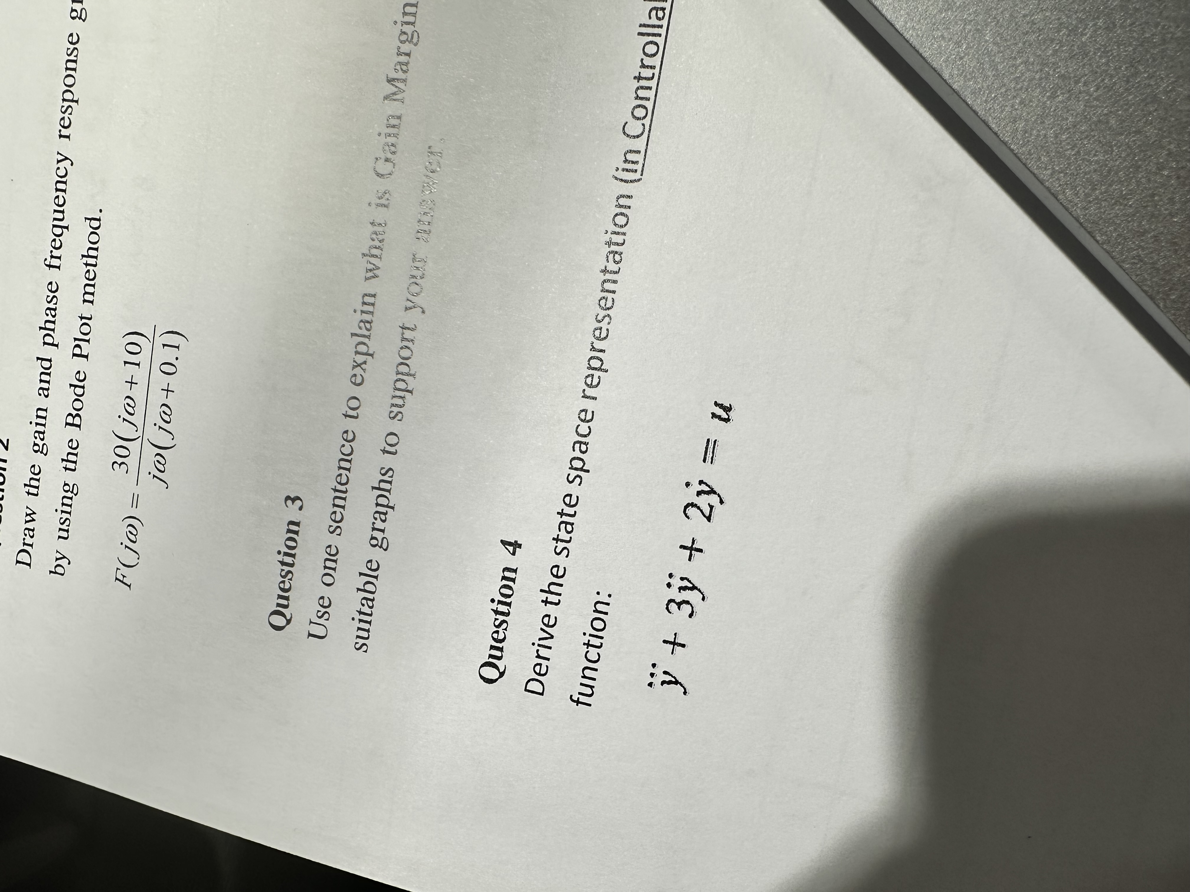 Solved Question 4 State Space Representation In Controllable | Chegg.com