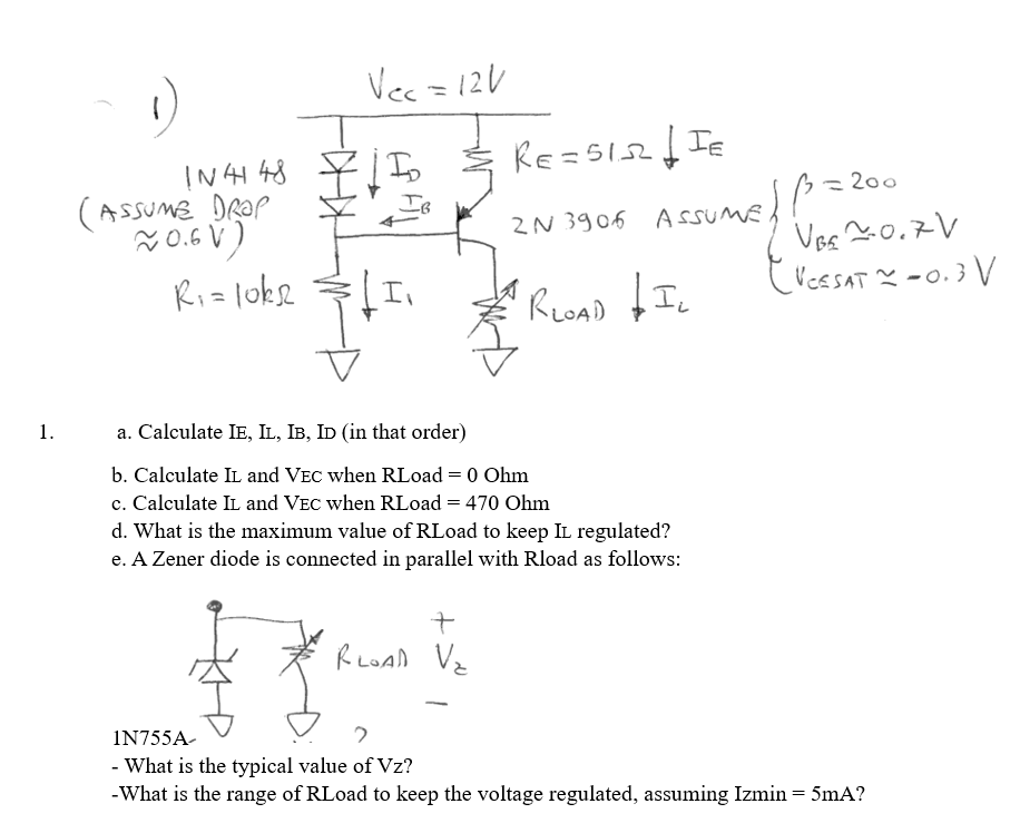 Solved a. Calculate IE, IL, IB, ID (in that order) b. | Chegg.com