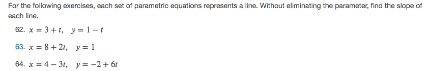 Solved For The Following Exercises, Each Set Of Parametric | Chegg.com