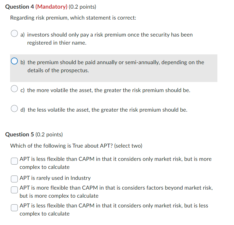 Solved The Capital Asset Pricing Model shows that the | Chegg.com