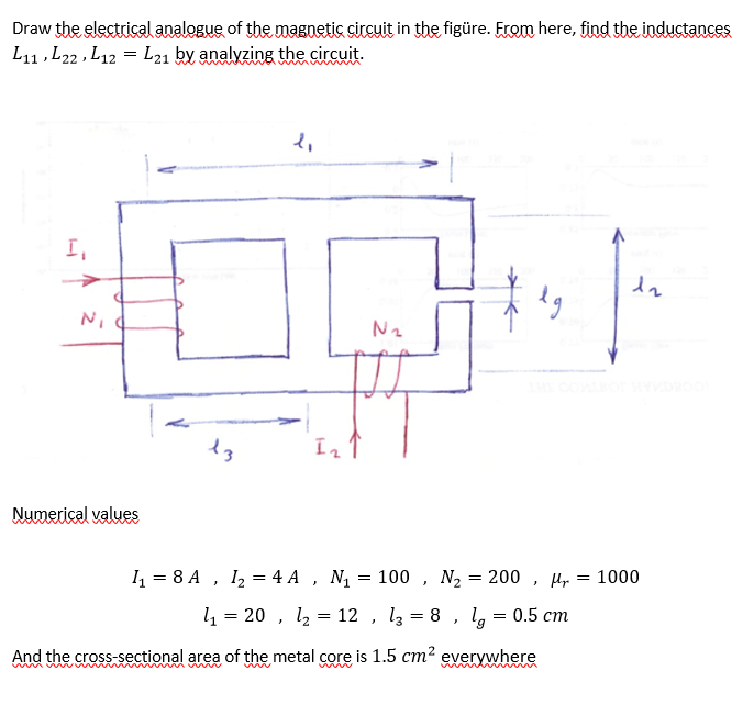Solved Draw the electrical analogue of the magnetic circuit | Chegg.com