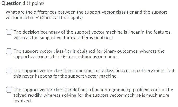 Solved Question 1 (1 Point) What Are The Differences Between | Chegg.com