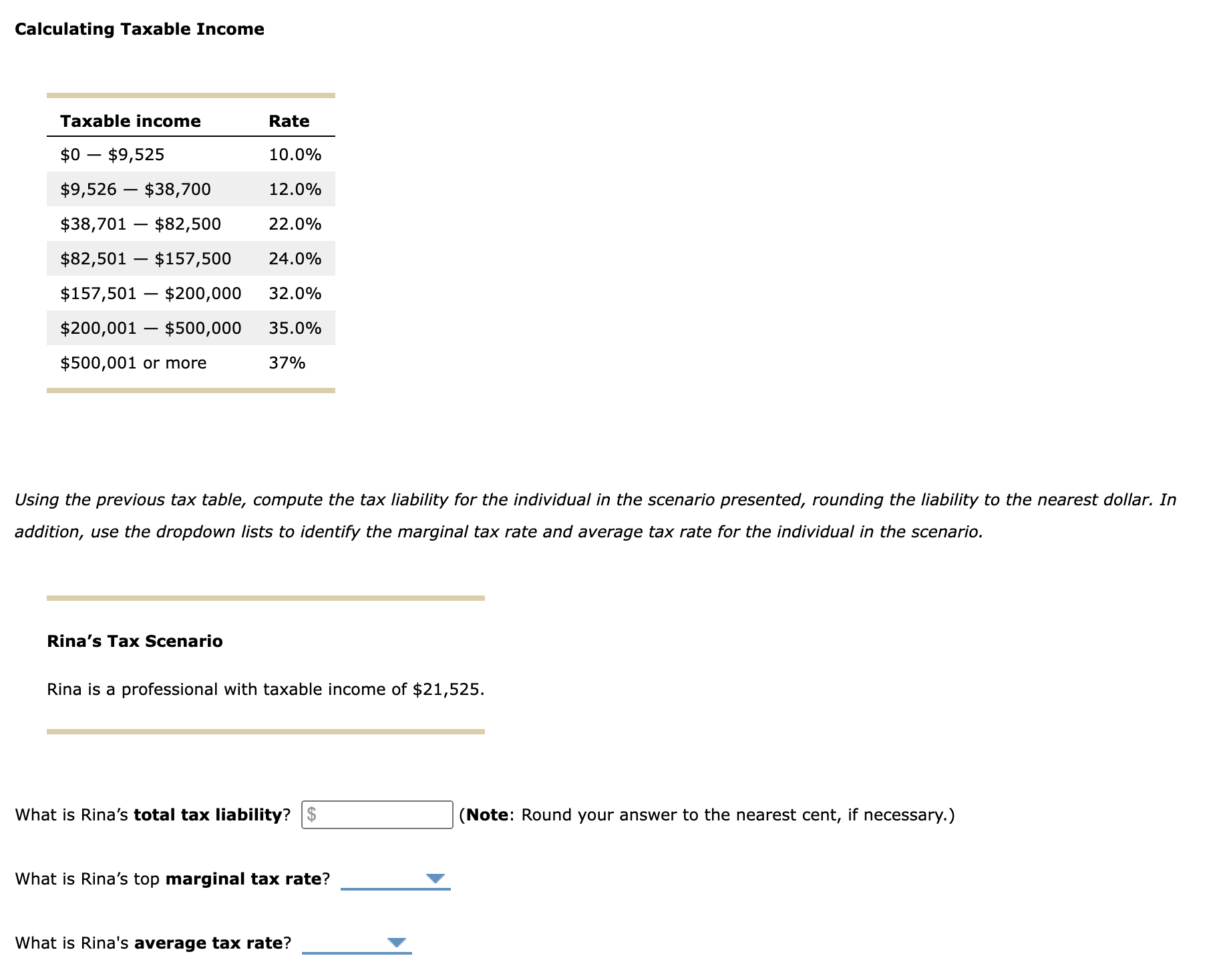 Solved Calculating Taxable Income Using the previous tax | Chegg.com
