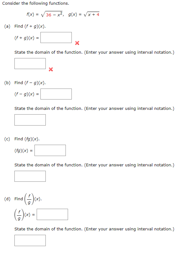 Solved Consider The Following Functions. | Chegg.com