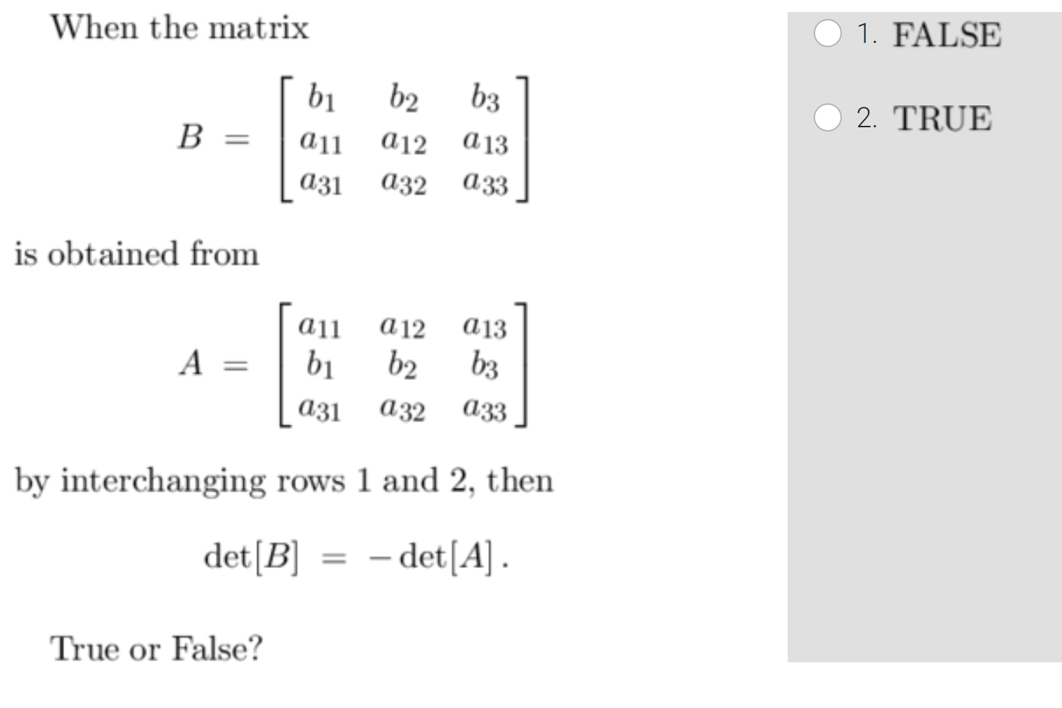 Solved When The Matrix B = = Is Obtained From A = B₁ A11 A31 | Chegg.com