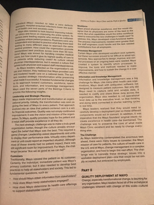 Solved Case Study Journey to Perfect Mayo Clinic and the