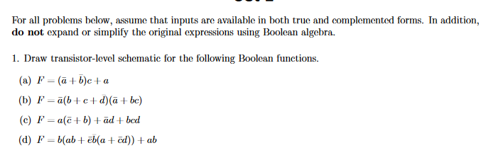 Solved For all problems below, assume that inputs are | Chegg.com